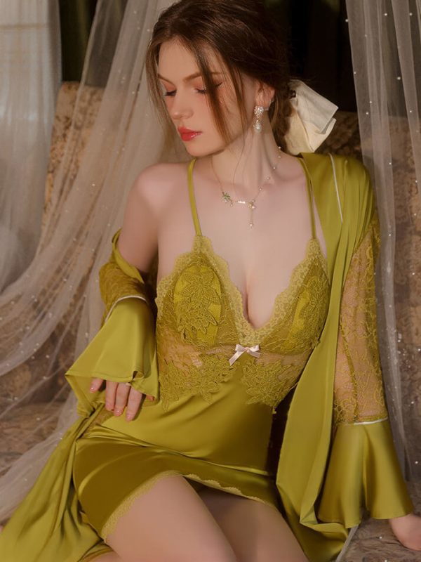 A Satin Lace Robe Set in a variety of colors and sizes