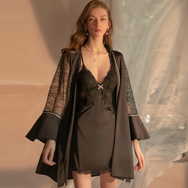 A Satin Lace Robe Set in a variety of colors and sizes