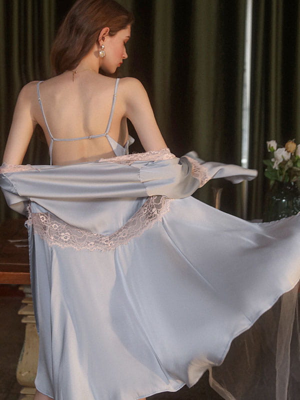 A Backless Camisole Pajamas Set combines elegance and comfort.