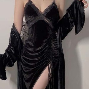 Indulge in the luxurious comfort of our Camisole Velvet Robe Set.