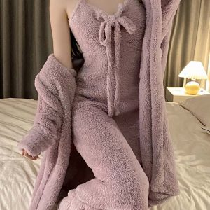 Elevate your lounge wear collection with our Coral Velvet Camisole Robe Set, the epitome of comfort and style.
