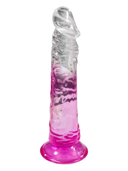 Experience the ultimate in pleasure with our Gradient Color Transparent Dildo, where beauty meets functionality.