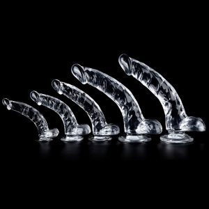 Discover new heights of pleasure with our Upturned Transparent Dildo, designed for both comfort and excitement.