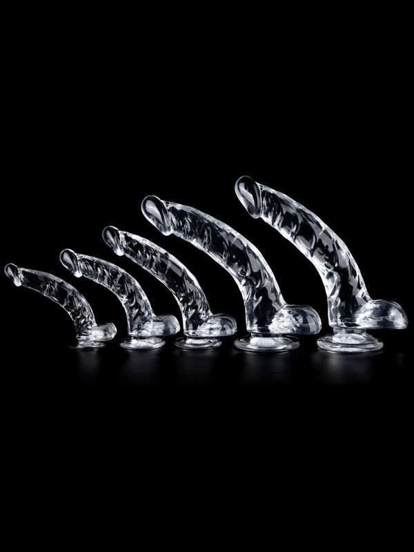 Discover new heights of pleasure with our Upturned Transparent Dildo, designed for both comfort and excitement.