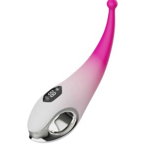 Bilongo-Clitoral-Vibrator-#1 Pink and white gradient clitoral vibrator with a sleek design