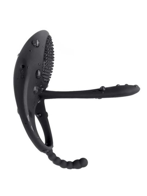 Black unisex vibrator designed for shared pleasure and satisfaction