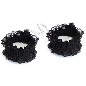 Lace Cuffs-ankle cuff- black Elevate your accessory game with our exquisite Lace Cuffs, designed to combine elegance with a hint of allure.