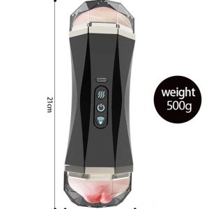 Double-ended black shell masturbator designed for versatile pleasure and shared experiences