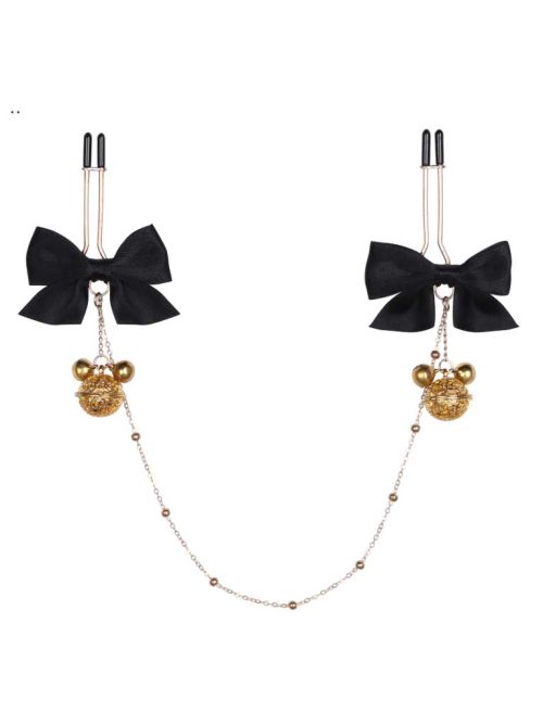 Elevate your intimate wardrobe with our Nipple Grips With Bell Chain, a perfect blend of elegance and playful charm.