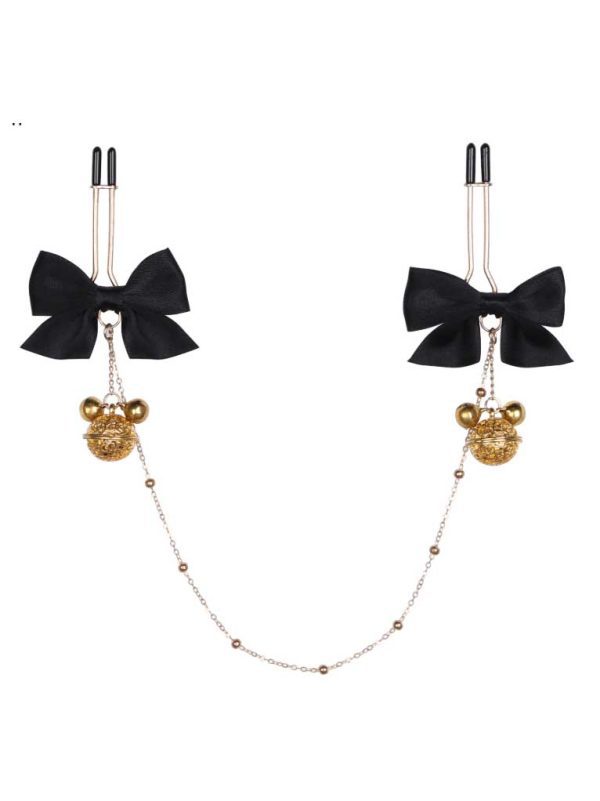 Elevate your intimate wardrobe with our Nipple Grips With Bell Chain, a perfect blend of elegance and playful charm.