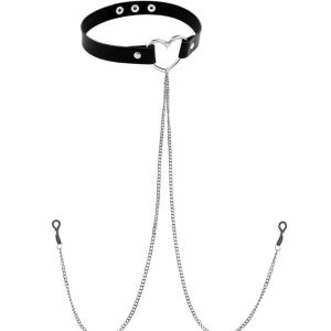 Nipple Grips With Choker-heart Indulge in a new level of intimacy with our Nipple Grips With Choker, expertly crafted for pleasure and comfort.