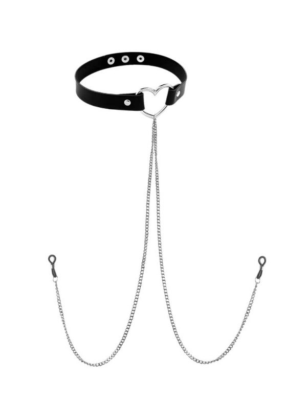 Nipple Grips With Choker-heart Indulge in a new level of intimacy with our Nipple Grips With Choker, expertly crafted for pleasure and comfort.