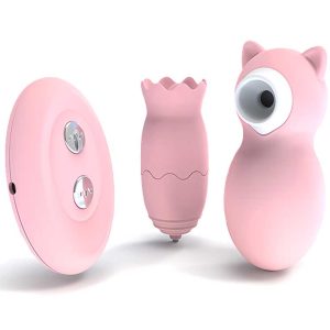 Pink-Cat-Mini-Vibrator Pink cat-shaped mini vibrator with sucking function for enhanced stimulation and enjoyment
