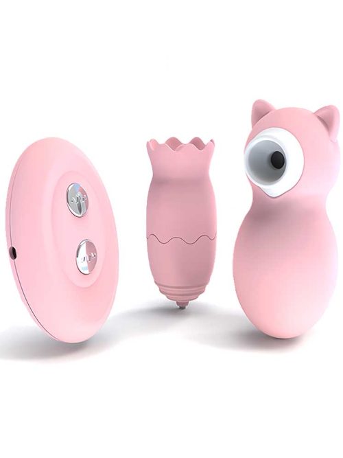 Pink-Cat-Mini-Vibrator Pink cat-shaped mini vibrator with sucking function for enhanced stimulation and enjoyment