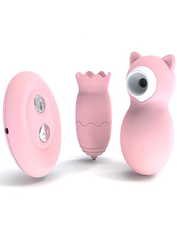 Pink-Cat-Mini-Vibrator Pink cat-shaped mini vibrator with sucking function for enhanced stimulation and enjoyment