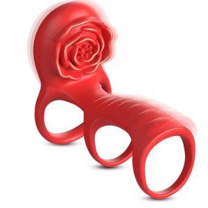 Rose-Cock-Rings-red -#2 Rose-shaped vibrating cock ring designed for enhanced pleasure and intimacy