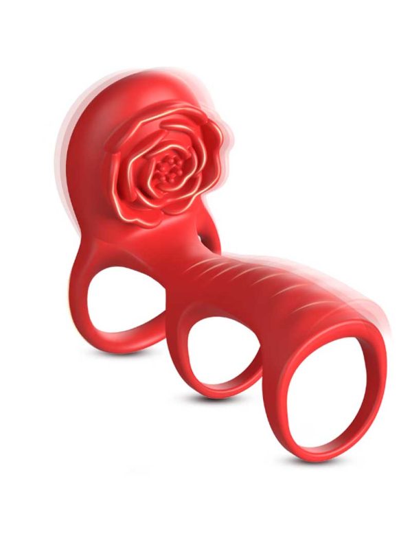 Rose-Cock-Rings-red -#2 Rose-shaped vibrating cock ring designed for enhanced pleasure and intimacy