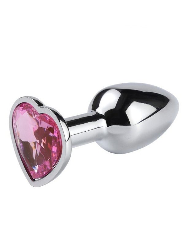 Anal plugs with heart-shaped drill pieces-PINK-M Anal plug with heart-shaped drill pieces