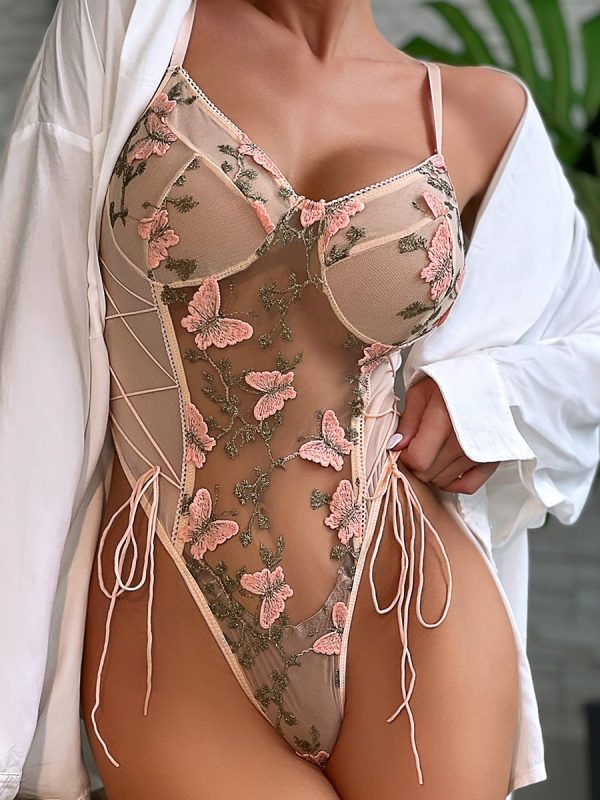 Indulge in the enchanting allure of the Butterfly See-through One-piece Lingerie.