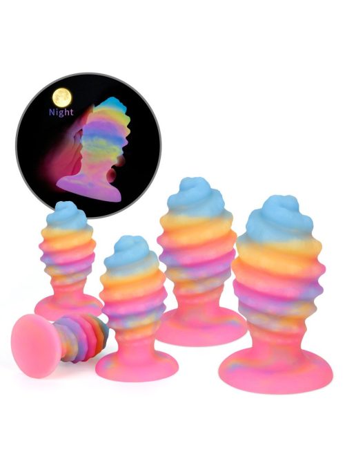 A glow-in-the-dark silicone anal plug, designed for safe and pleasurable use, with a smooth finish and a subtle light emitting feature
