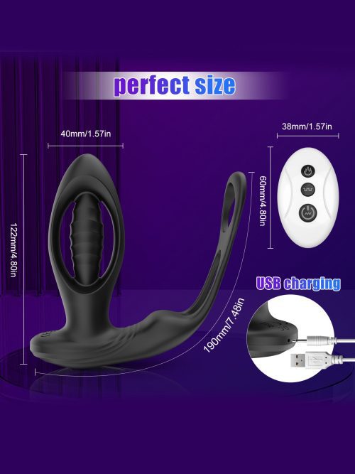 Vibrating anal plug with a cock ring for enhanced pleasure and support