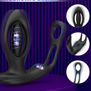 Vibrating anal plug with a cock ring for enhanced pleasure and support
