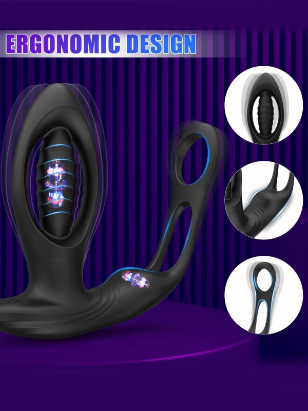 Vibrating anal plug with a cock ring for enhanced pleasure and support