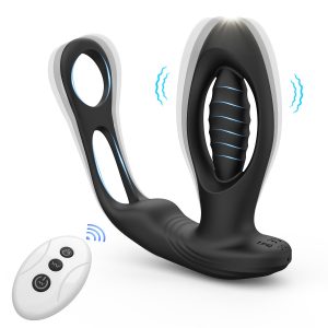 Vibrating anal plug with a cock ring for enhanced pleasure and support