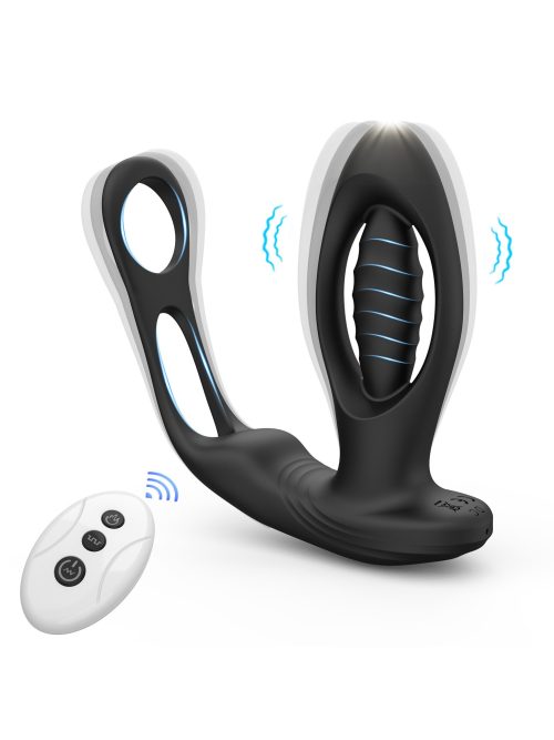 Vibrating anal plug with a cock ring for enhanced pleasure and support