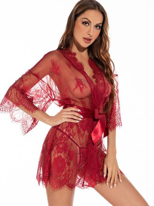 Indulge in a world of elegance and sensuality with our Eyelash Lace See-through Lingerie.