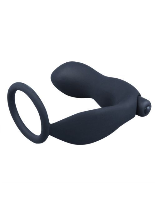 Vibrating anal plug with a cock ring for enhanced pleasure and support