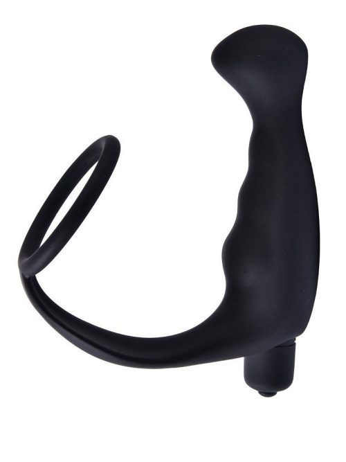 Vibrating anal plug with a cock ring for enhanced pleasure and support
