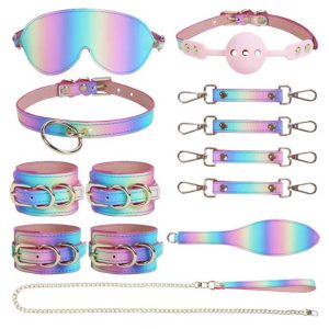 Experience the thrill of exploration with our Holographic Bondage 8-piece set.