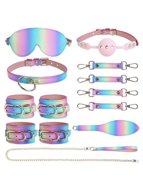 Experience the thrill of exploration with our Holographic Bondage 8-piece set.
