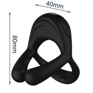 Black triple ring cock ring designed for enhanced pleasure and stamina