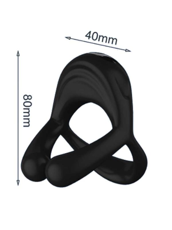 Black triple ring cock ring designed for enhanced pleasure and stamina