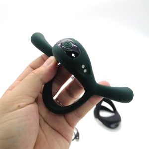 Black triple ring cock ring designed for enhanced pleasure and stamina