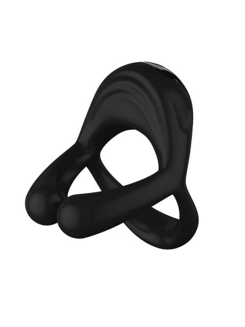 Black triple ring cock ring designed for enhanced pleasure and stamina