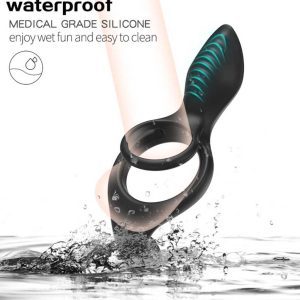 Black vibrating cock ring designed for enhanced pleasure and stamina