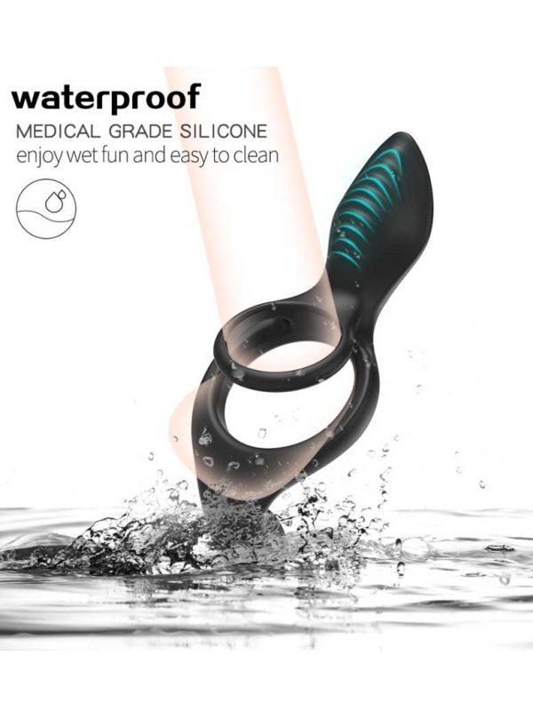 Black vibrating cock ring designed for enhanced pleasure and stamina