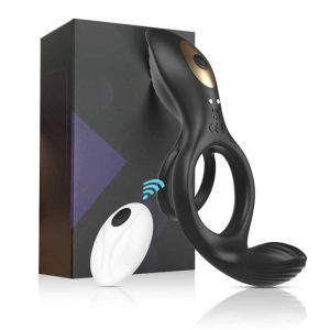 Black vibrating cock ring designed for enhanced pleasure and stamina