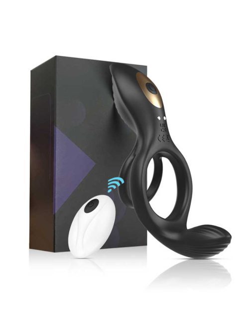 Black vibrating cock ring designed for enhanced pleasure and stamina