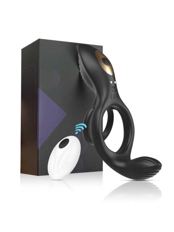 Black vibrating cock ring designed for enhanced pleasure and stamina