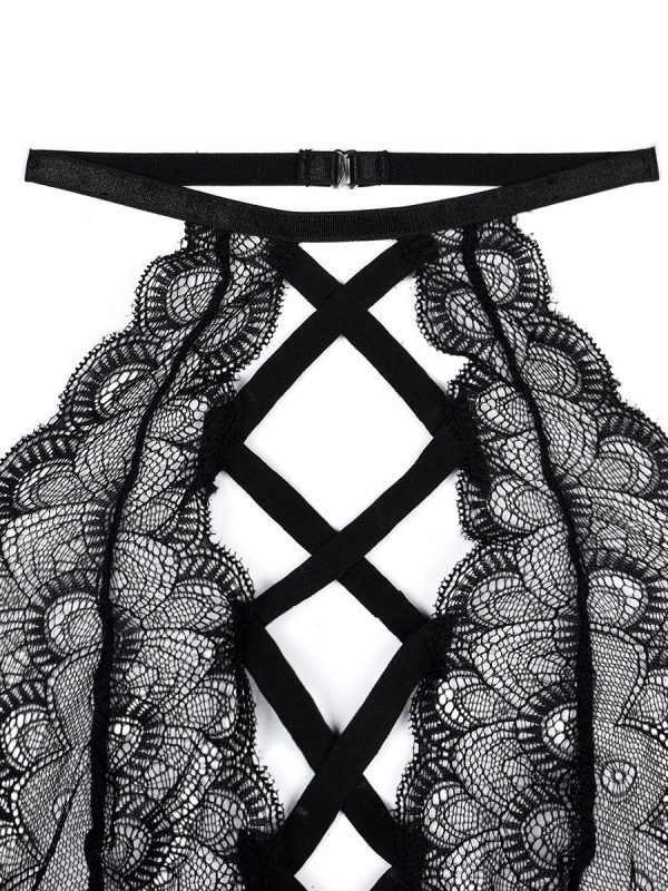 Lace Cross Cut Out Lingerie