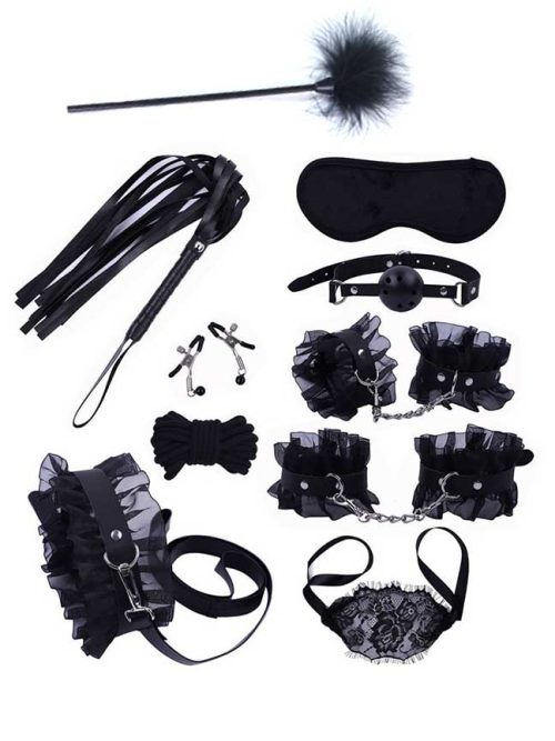 Introducing the Maid Lace Bondage Set - 10 pcs, a playful and alluring collection designed for those who wish to add a touch of mischief to their intimate experiences.