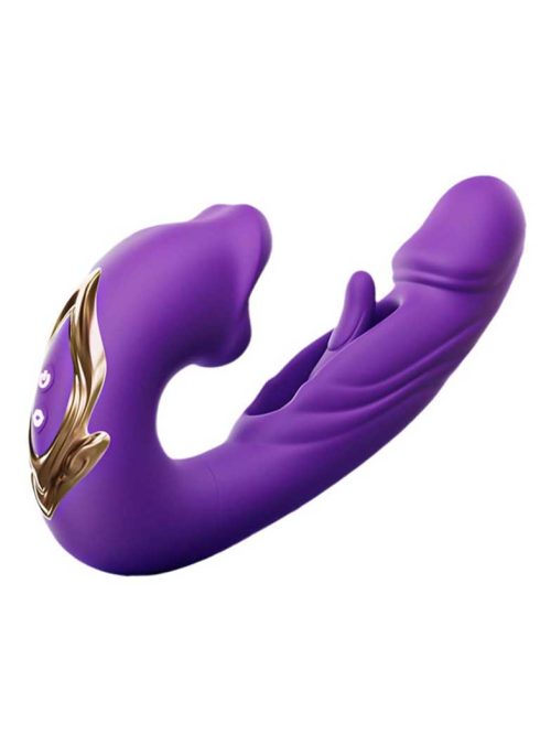 Mouth-Slap-Vibrator Dildo-shaped vibrator with licking and G-spot thrusting functions for multi-dimensional stimulation