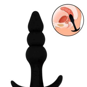 Black silicone anal plug with a smooth surface and tapered design for comfortable insertion
