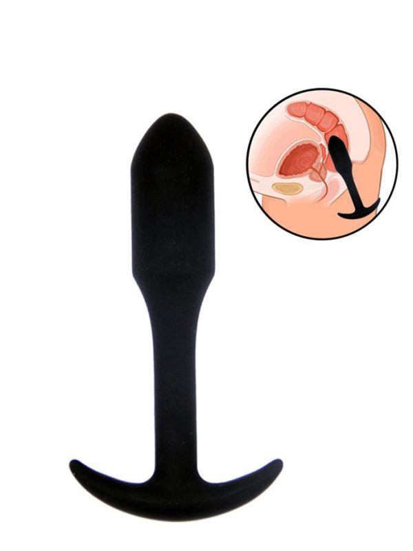 Black silicone anal plug with a smooth surface and tapered design for comfortable insertion