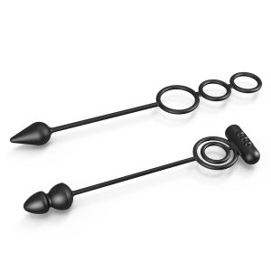 A black beaded anal plug, designed for gradual insertion and enhanced pleasure, featuring smooth beads for a delightful experience