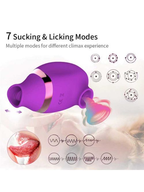 Egg-shaped wireless vibrator with sucking and licking features for enhanced stimulation